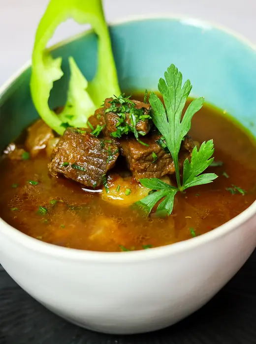 Gulyásleves — traditional Hungarian goulash soup